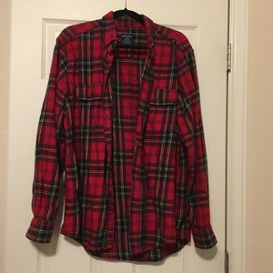 Red/ multicolored soft oversized flannel